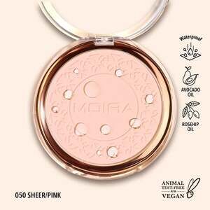 MOIRA Set & Correct Pressed Powder, 050 Sheer/Pink - Waterproof & Vegan